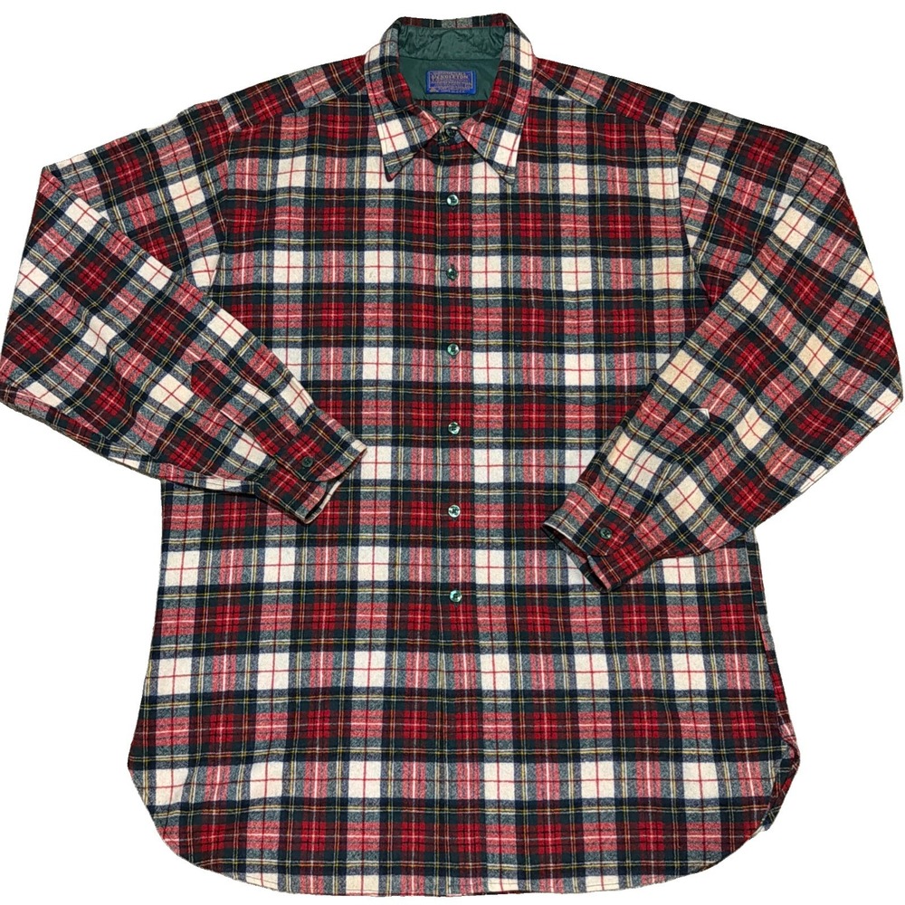Pendleton Men's XL 100% Virgin Wool Plaid Authentic Stewart Dress Tartan Shirt